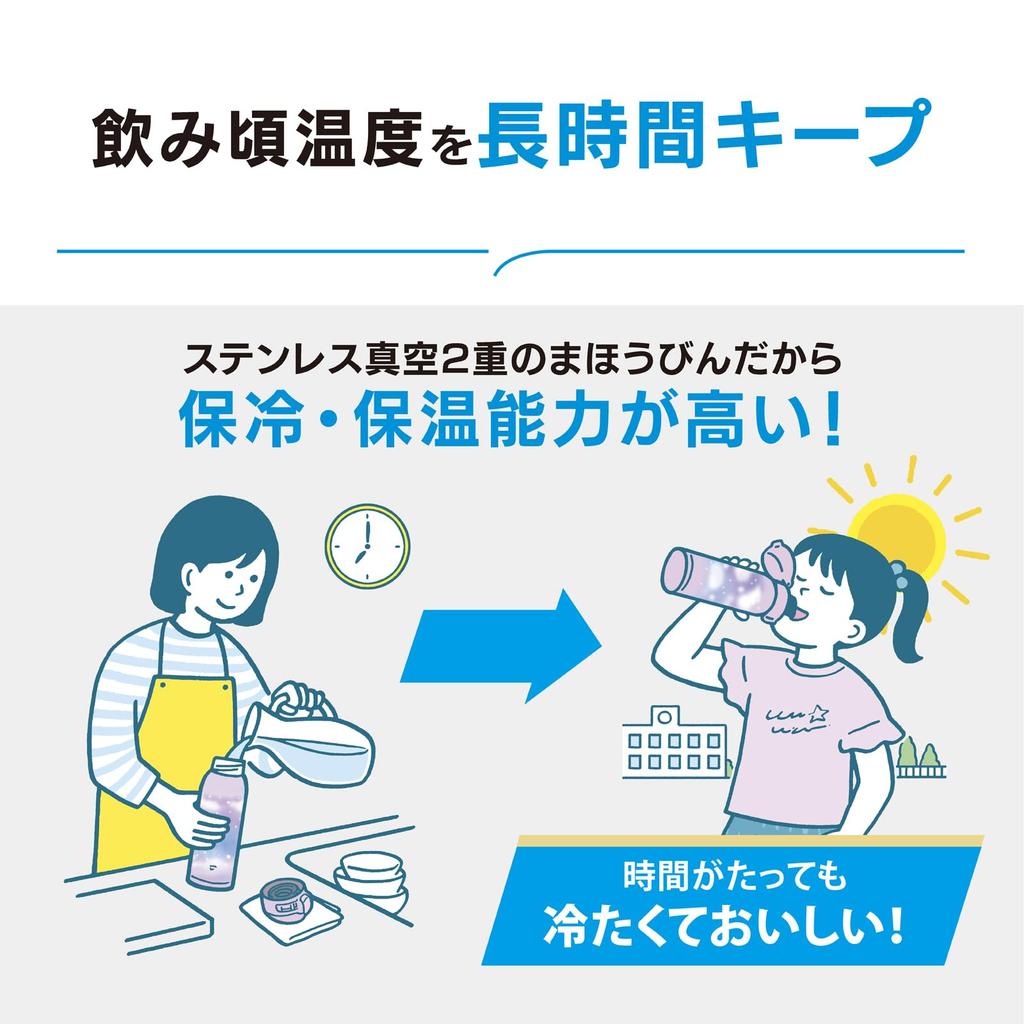 Zojirushi Water Cute Easy to Seamless Only 3 Wash Insulates Hot Bear Bottle, 480ml, Kids' Mug, Clean, Cap, Points, & Cold, One-Touch Mug, Beige,