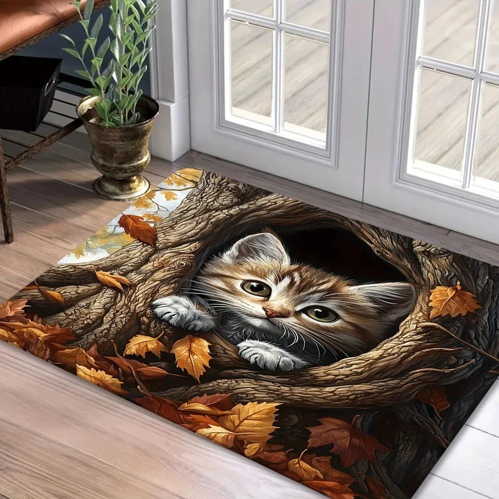 Cartoon Cute Cat Diatom Mud Floor Mat For Home Bathroom Door Non-slip Absorbent Mat