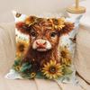 Cute Highland Cow Cushion Cover Soft Plush Fabric DoubleSided Printed Cushion Covers for All Seasons Modern HomeDecor Gift