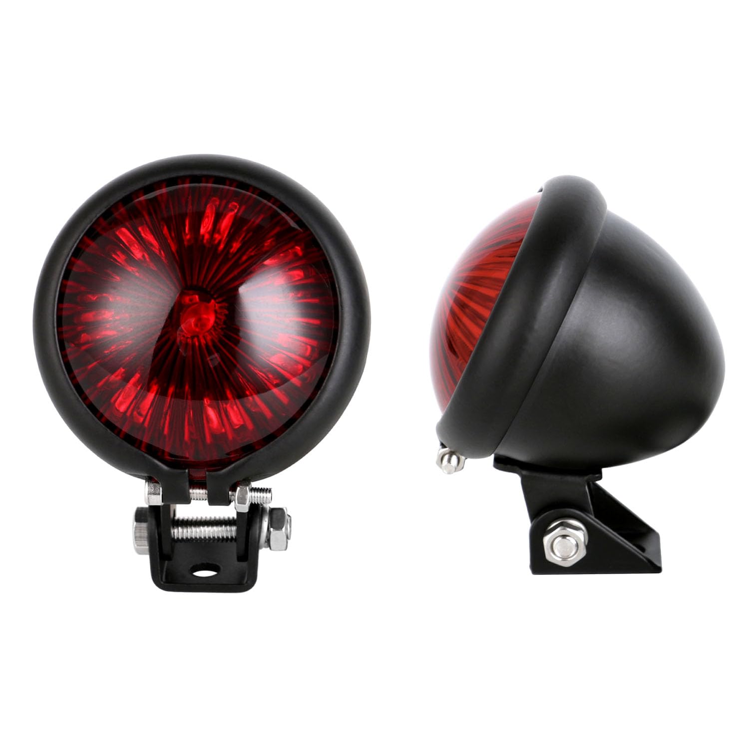 

MAKUMINORS Universal LED Tail Lamp Light Round License Plate Light Brake Lamp Classic Harley Red lens красный