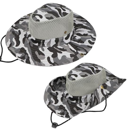 Mode Outdoor Breitkrempig Tarnmuster Fischerhut Bucket Boonie Hut Anti-UV Kappe