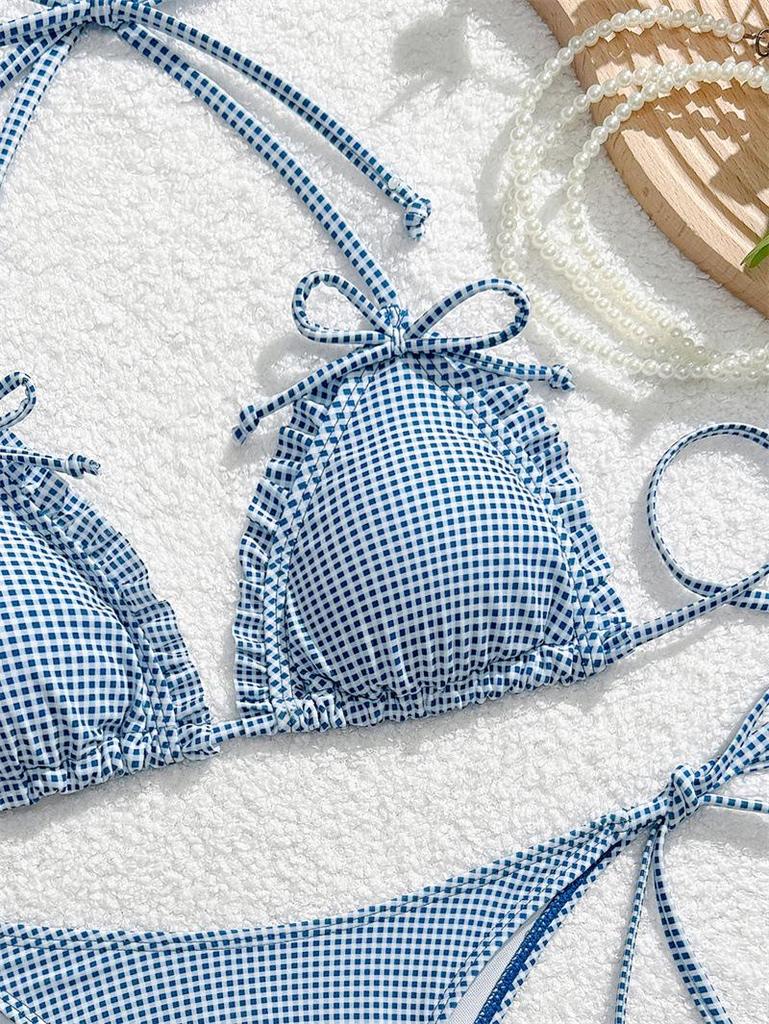 2026 Europäischer Karomuster Dreieck-Bikini - Sexy & Stilvolle Urlaubs-Bademode für Damen