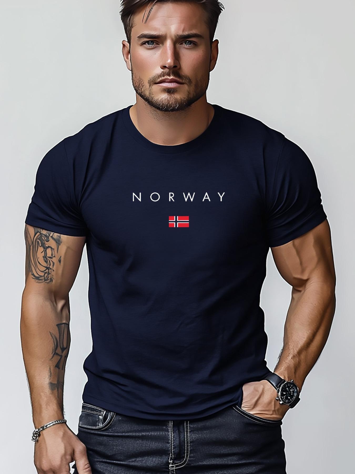 

Norwegian Flag Print 100 Cotton Trendy Men Woment Tshirt Summer Autumn Daily Outdoor Sports Casual Loose Street Short Sleeve L