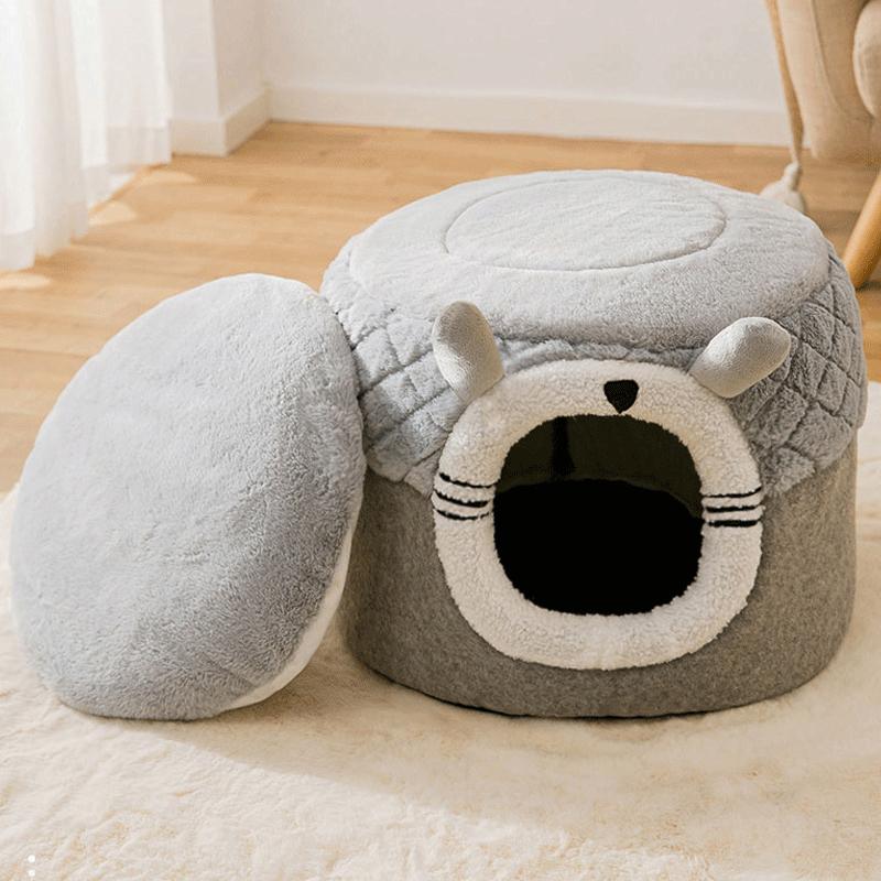 Indoor Warmes Katzen Hundehütte Weiches Haustier Zelt Höhle Bett Tiefschlaf Hundehütte Mit Abnehmbarem Kissen Geeignet Für Kätzchen Welpen Bequemes Bett Dekoration