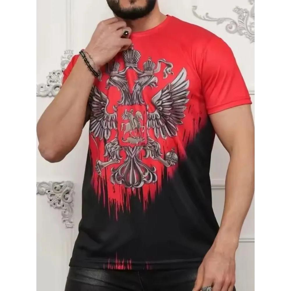 Herren bedrucktes vielseitiges Oberteil lässig locker kurzärmlig Mode einfaches T-Shirt bequeme T-Shirts Herren