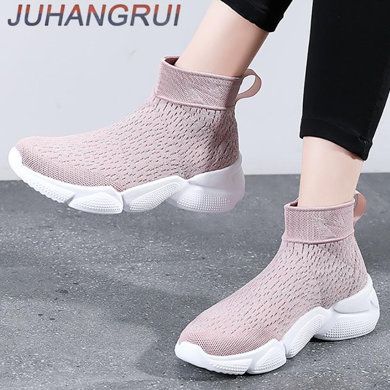 Womens Platform Sock Shoes New Fashion Casual Sneakers Winter Plush Womens Cotton Shoes Lightweight Womens Slip On Sock Trainers