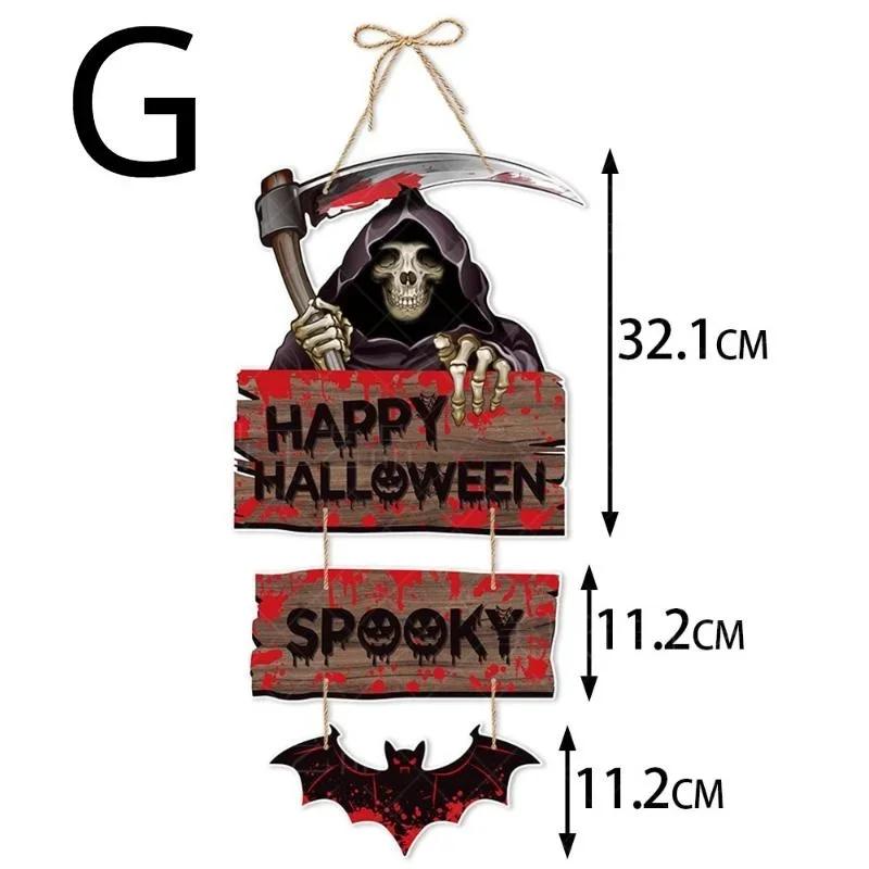 New Halloween Pumpkin Hanging Sign Spooky Witch Bat Trick or Treat Banners Front Door Decor Party Decorations