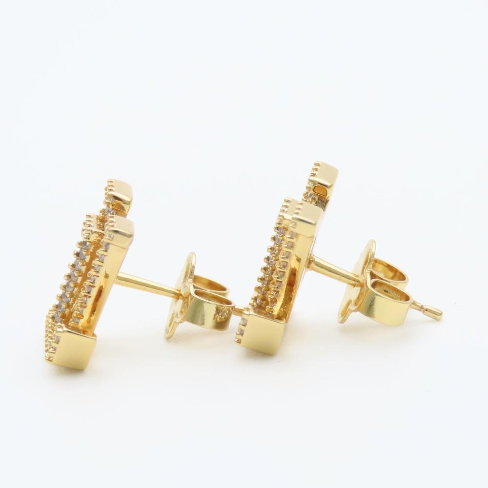 Used LOUIS VUITTON Pierce LV Iconic Strass M00609 metal/Rhinestone 3.2g Gold Accessories