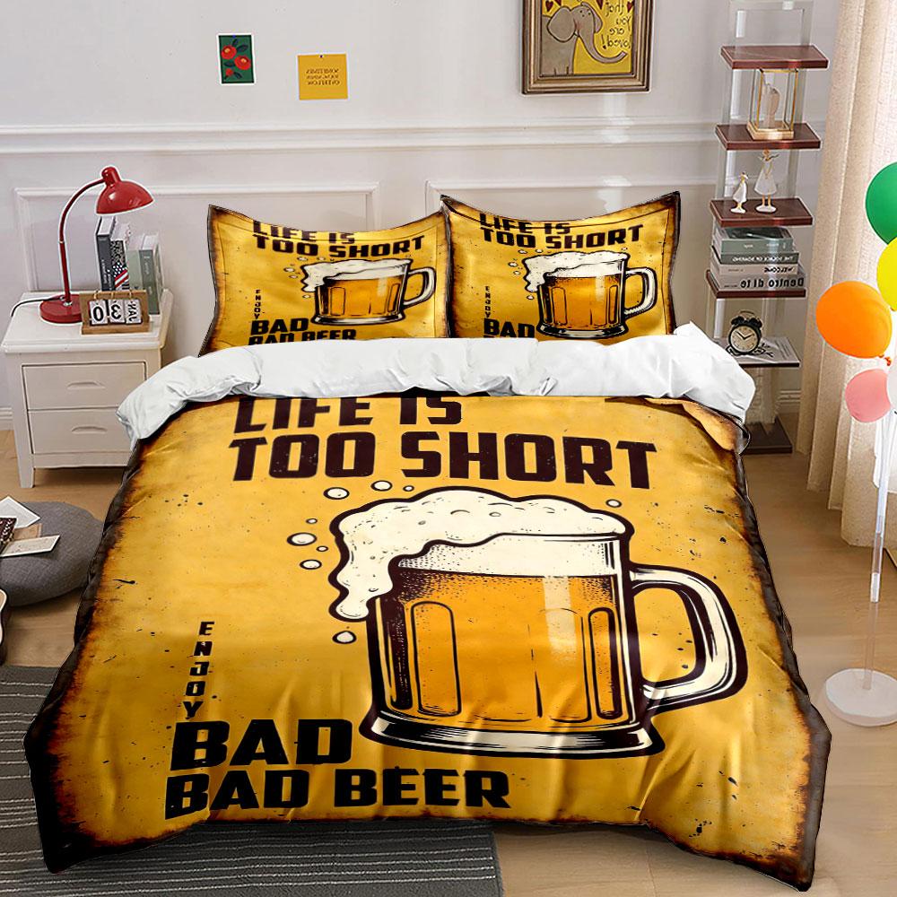 Beer mug and text. Bedding sets Duvet cover sets Duvet covers Pillowcases(1* Duvet Cover 2* Pillowcases without duvet insert)
