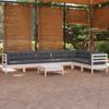 Day and Night - Day and Night Garden Furniture 8 Pieces with White Cushions Solid Pine Wood