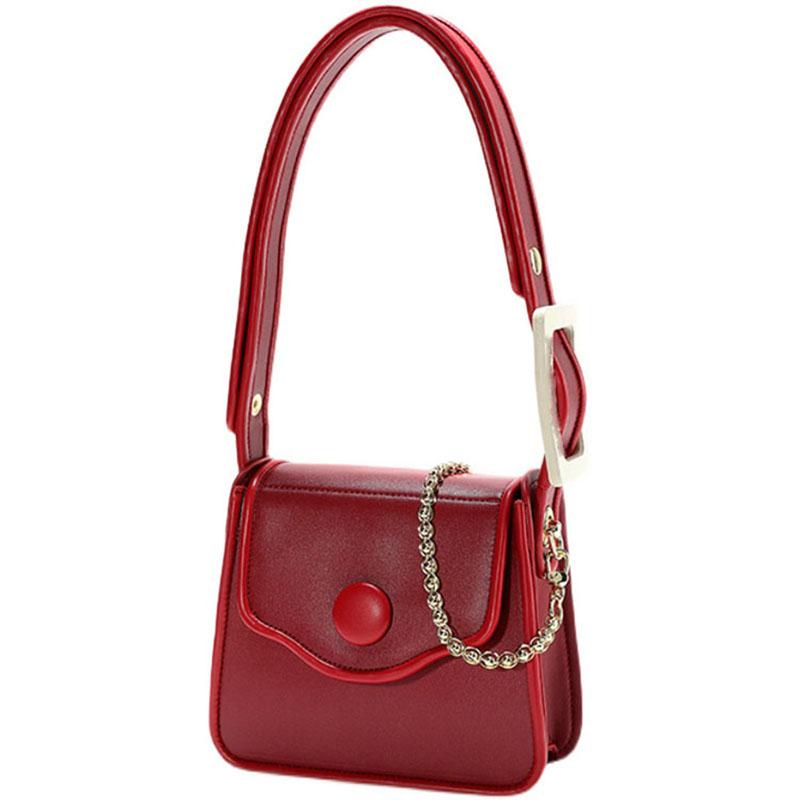 Red Niche Design Women's Handbag Stylish New PU Leather Red One Shoulder Bag Fashion Seasons Work Commuter Ladies Underarm Bags