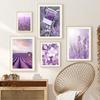 Lienzo Pintura Morado Flores Lila Lavanda Póster Bicicleta Paisaje Rural Imagen Decoración Pared Hogar Dormitorio Fondo