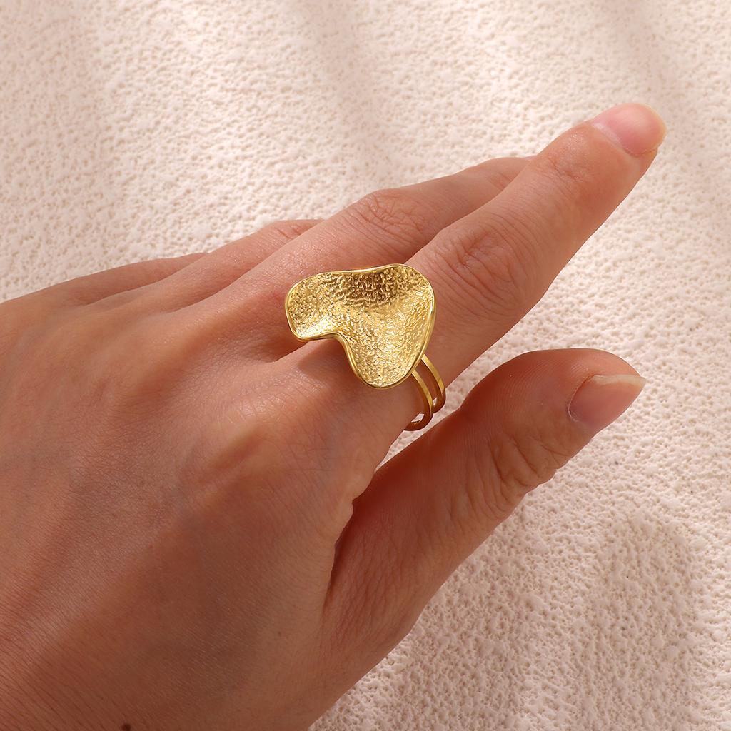 Classic Geometric Irregular Heart Gold Color Rings for Women Stainless Steel Exquisite Double Butterfly Rings Jewelry Party Gift