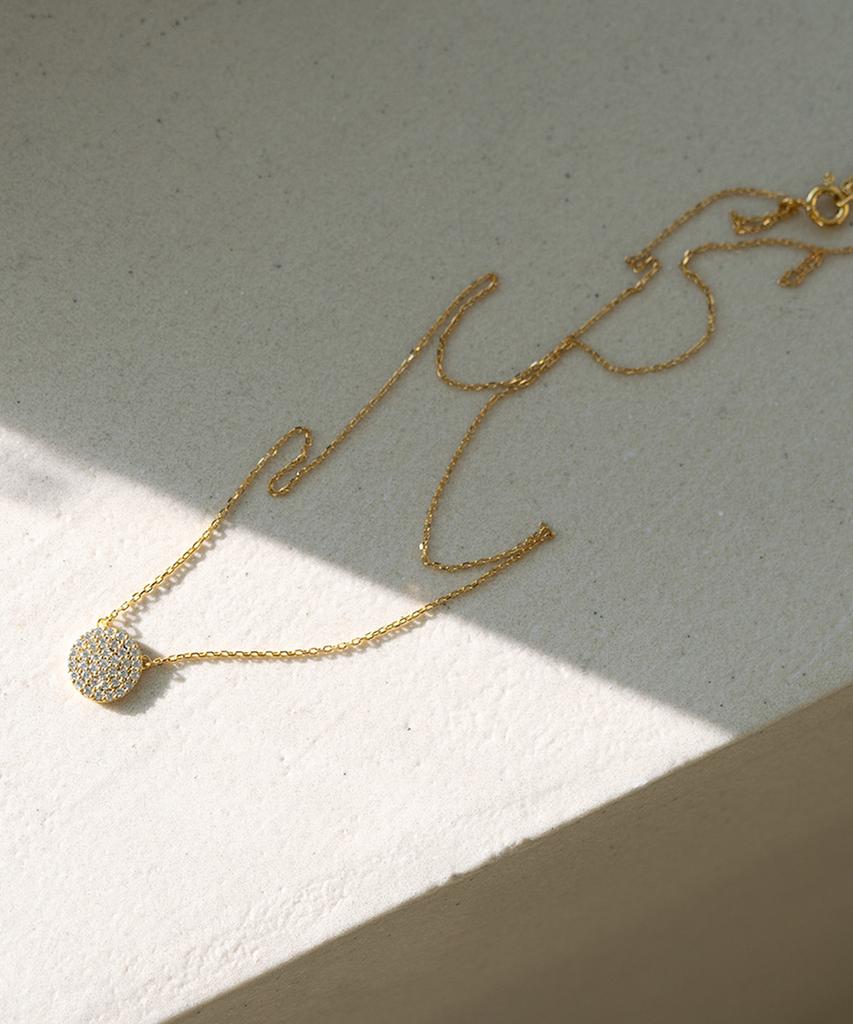 Alleun Silver 925 Round Pendant Cubic Mini Chain Necklace