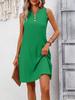 Women's Elegant V-Neck Sleeveless Pleated A-Line Dress