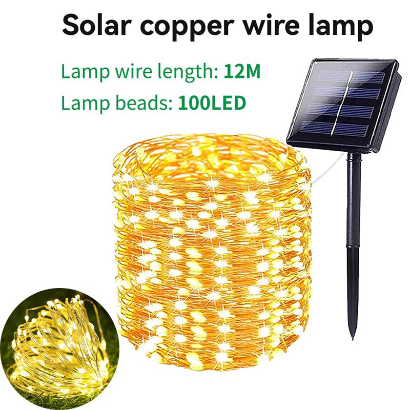 Solar LED String Lights Outdoor,Fairy Lights W/8 Modes,Waterproof Solar Panel,Garden,Patio,Christmas,Halloween,Wedding,BBQ Decor