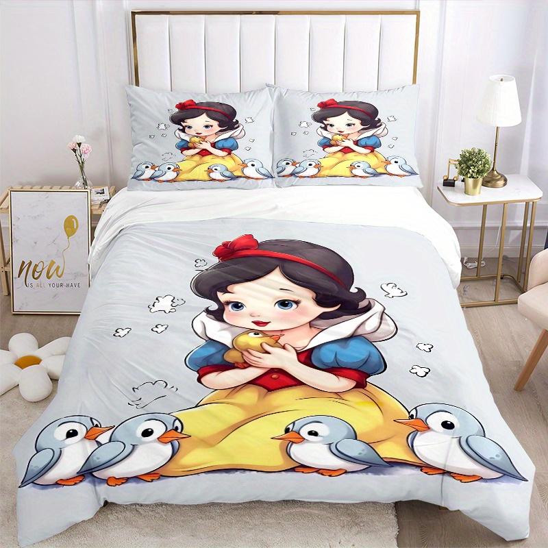 3pcs Disney Snow White and the Birds Quilt Cover Set (1 Quilt Cover + 2 Pillowcases Without Pillow Core), High-Definition Printing for Home and D