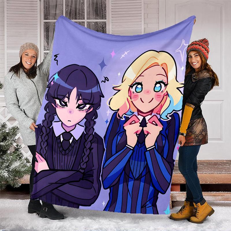 1pc Addams Family Wednesday7 Theme Blanket - Digital Print, Polyester, Cozy for All Seasons, Perfect for Outdoor, and Travel