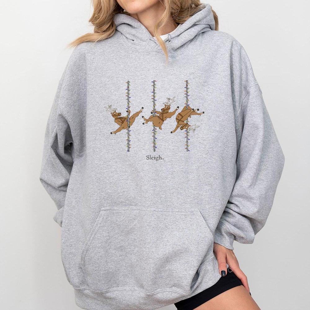 Funny Christmas Sweatshirt Reindeer Pole Dance Holiday Sleigh Christmas Pullover Pole Dance Wear Gift for Dancer Christmas Gift