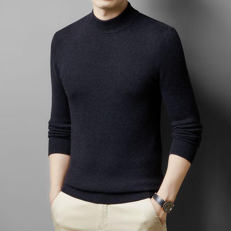 Men's FENGXUN 100% Pure Wool Thick Mock Neck Sweater