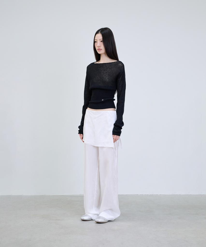Deoaeteus Hemp Linen Boatneck Pullover_Black