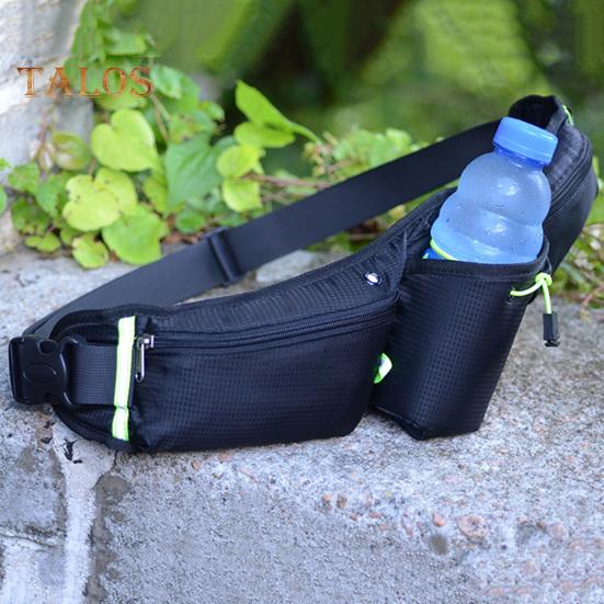 Sports Fanny Pack with Water Bottle Holder Adjustable Waistband Phone Water Bottle Storage Bag Reflective Strip Multiple Compartments Waist Bag for