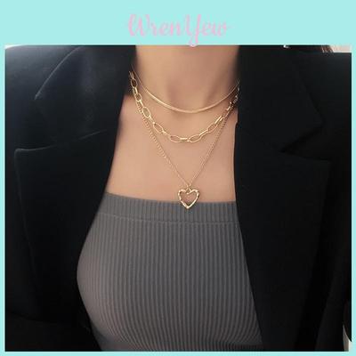 Elegant Multi-layer Heart And Angel Wings Pendant Necklace For Trendy Women Fashion