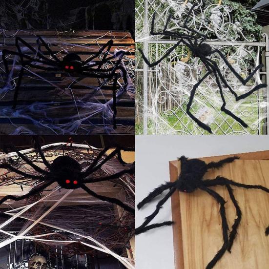 Halloween Obří Falešný Pavouk Velký Chlupatý Pavouk Dekorace Strašidelná Obrovská Huňatá Pavoučí Rekvizita Realistická Hračka Hmyzu pro Halloweenskou Párty Výzdobu Dvoru