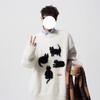Trendy Cartoon Cat Knit Sweater: Men's Autumn/Winter Round Neck Couple's Loose Casual Style