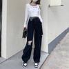 Women's High Waist Ripped Wide Leg Denim Pants - Summer 2022 Hong Kong Style