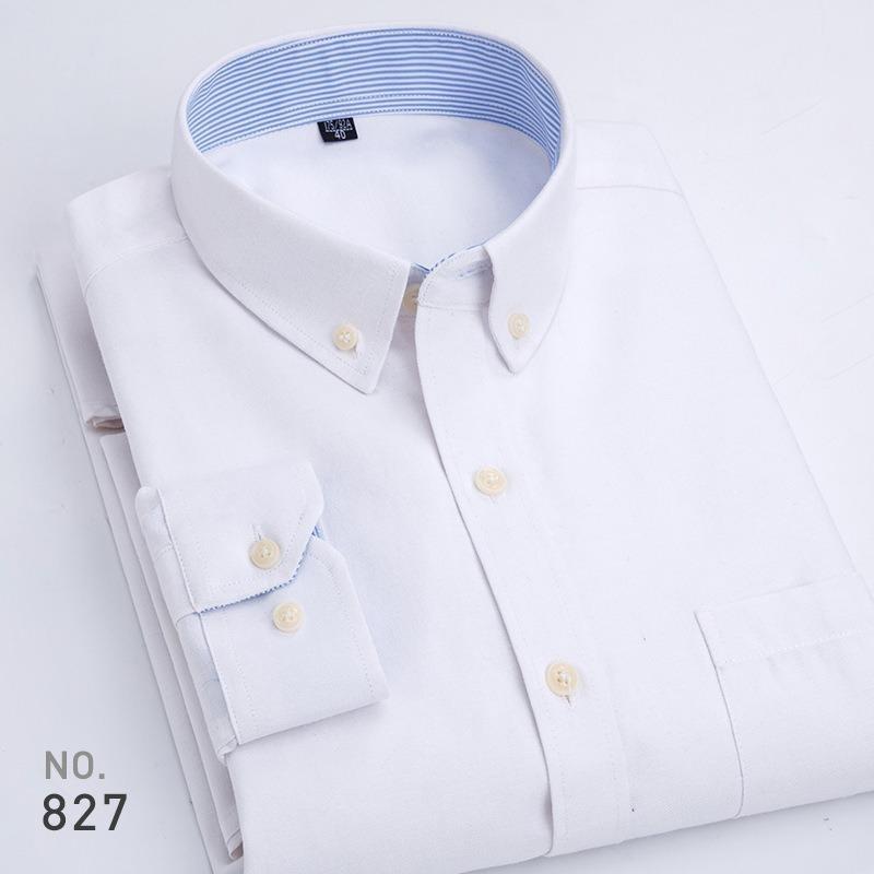 New Men's Oxford Striped Long Sleeve Shirt, Korean Slim Fit Youth Casual Fashion Button Up Shirt