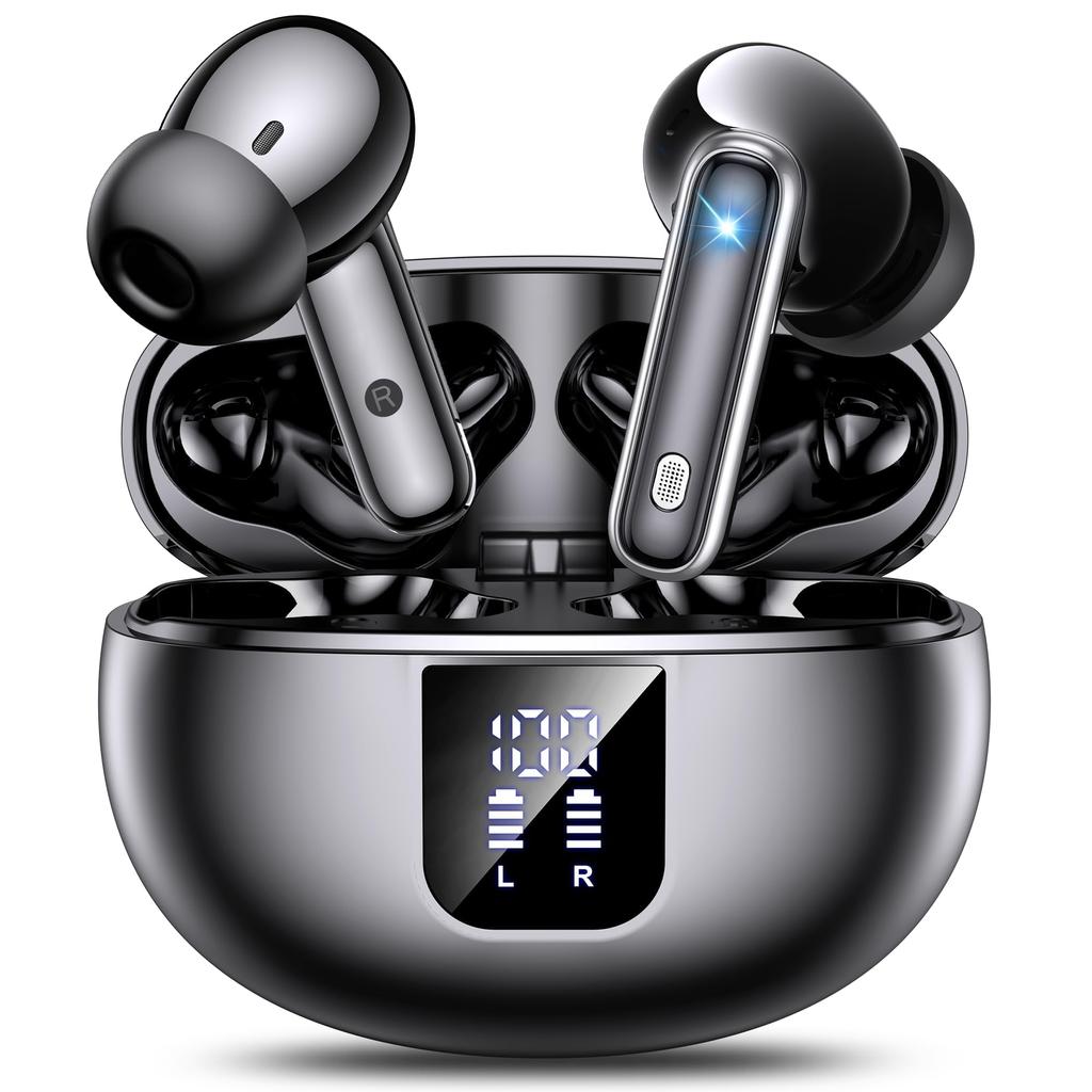EUQQ Bluetooth Wireless Earbuds with Balanced Sound Bluetooth Full LED Noise Sound Perfect for Web and More 2-in-1 Quality, ANC+Transparency Mode,