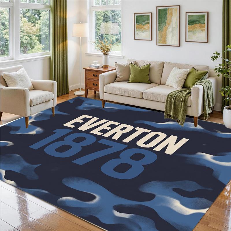 Everton Football Design Crystal Velvet Rug Soft Decorative Mat for Bedroom Entrance