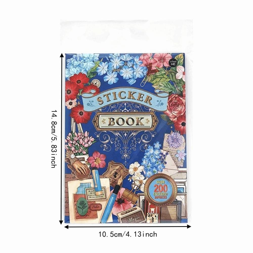 20sheets Retro Sticker Book Vintage Botanical Decor Stickers Decorative Scrapbook Stickers Collage