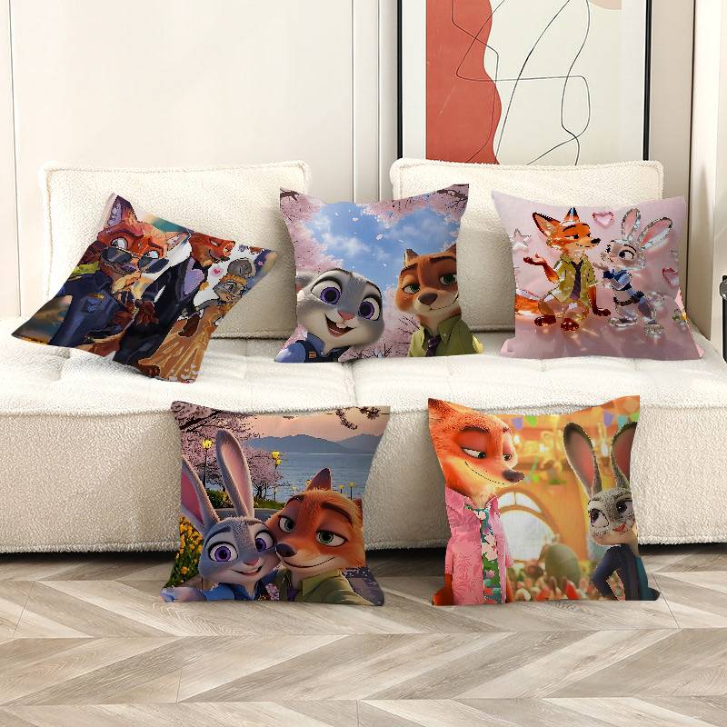 ZZootopiaS 2 1 Movie Pillow Covers Cartoon Sofa Decorative Home Doublesided Printing Short Plush Cute Cushion Cover