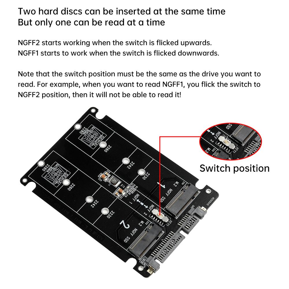 Dual M.2 auf SATA3.0 Adapter M.2 SATA Protokoll SSD Adapter 2 Port NGFF M.2 B-Schlüssel auf SATA 3.0 6Gbps M2 auf SATA Konverter Kartengehäuse