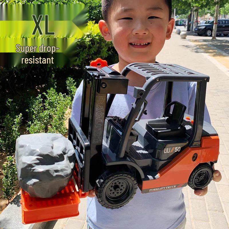 Durable Large Forklift Toy Model for Boys - Crash-Resistant Educational Gift