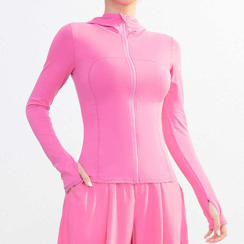 

Женская осенне-зимняя приталенная куртка для йоги с капюшоном - Ощущение обнаженности, на молнии, с длинным рукавом 2XL барби розовый