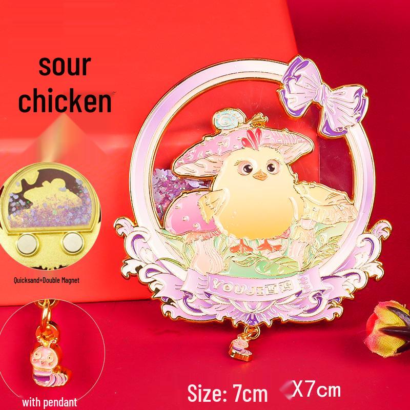 

Twelve Zodiac Cartoon Refrigerator Magnets: Creative Quicksand Craft Travel Souvenir Gift Set