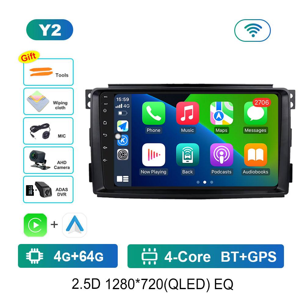 Android 14 Car Radio Multimedia Player for Mercedes Benz Smart Fortwo 451 2010 - 2015 GPS Navigation WiFi HD Screen Auto Tools