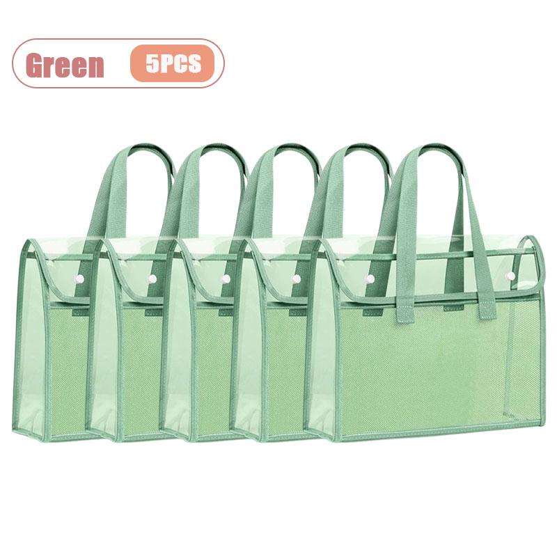Thick Handled Document Folder Transparent Waterproof Durable Student Tutoring Paper Homework Book Storage Bag Organizer Pouch