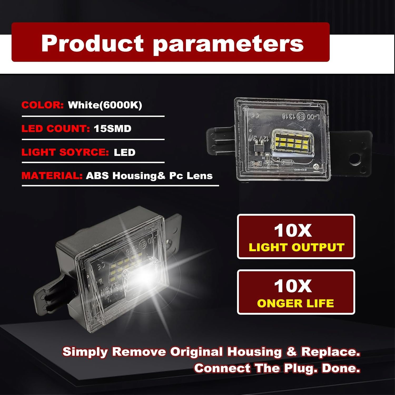 

LED License Plate Light Rear Tag Lamp Compatible with 2014-2022 Chevy Silverado GMC Sierra 1500 2500HD 3500HD 2015-2021 Colorado Canyon Pickup Truck