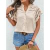 Lace Hollow Cardigan Button Short Sleeve T-shirt Tops Women