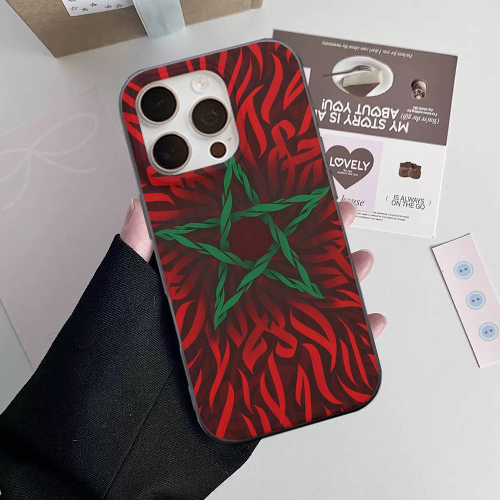 Maroc M-Morocco Flag For IPhone 11 12 13 14 17 16 15 Pro Max Plus Pro Corrugated Pattern Shockprooof Cover iPhone 15pro max