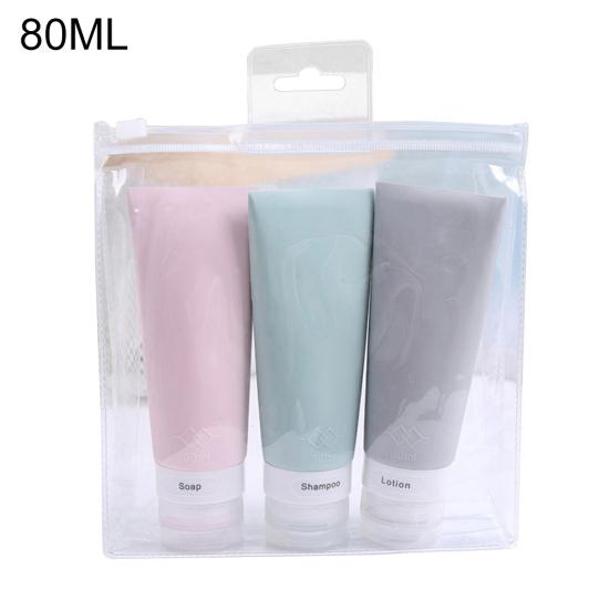 3Pcs 38/60/80ml Travel Silicone Lotion Shampoo Shower Gel Cosmetics Empty Bottle