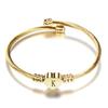 Nextvance Girls Gold Color Stainless Steel Heart Bracelet Bangle with Letter Fashion Initial Alphabet Charms Bracelets for Women