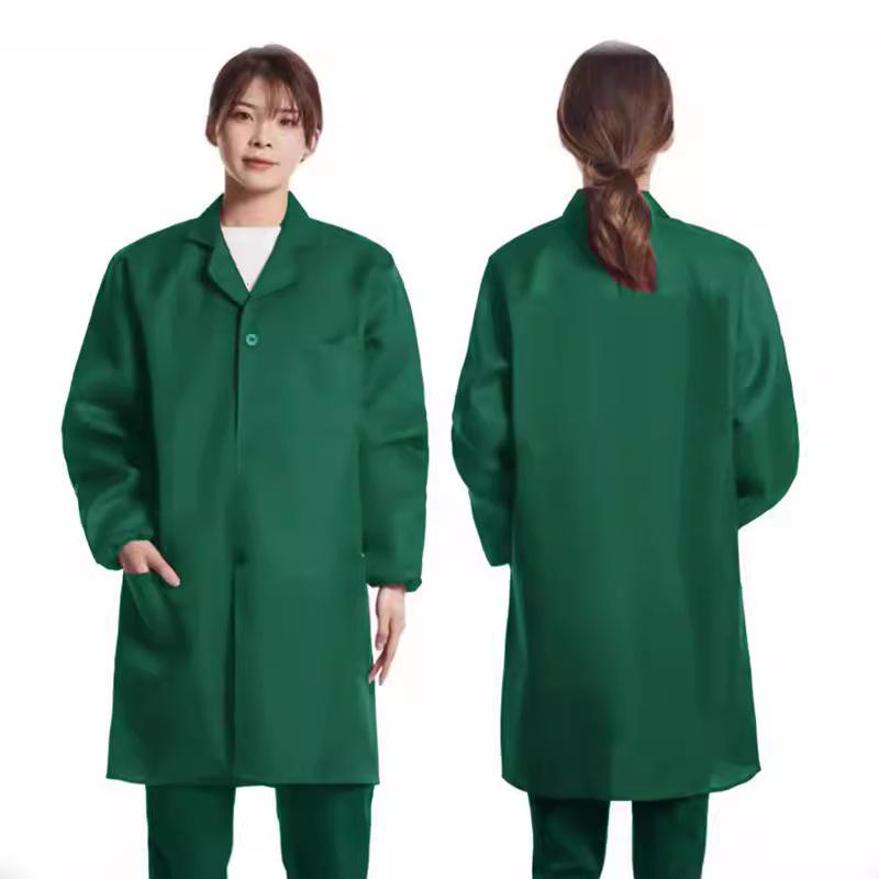 Unisex Dustproof Blue Workwear Robe with Printing & Embroidery