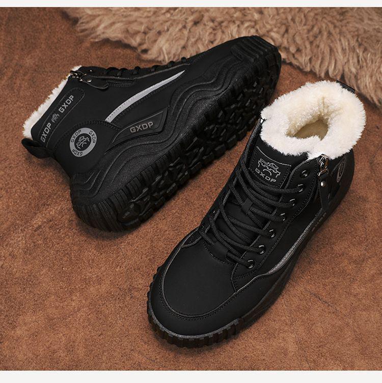 Pánské a dámské zimní nepromokavé kožené sněhule s vysokým svrškem, protiskluzovou podrážkou a hřejivou sametovou podšívkou