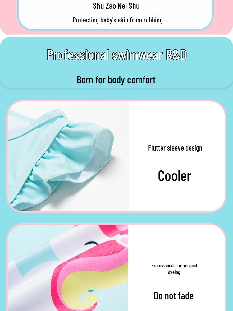 Girls' Three-Piece Swimsuit Set: Short-Sleeved and Sleeveless Tops with Fly Sleeves