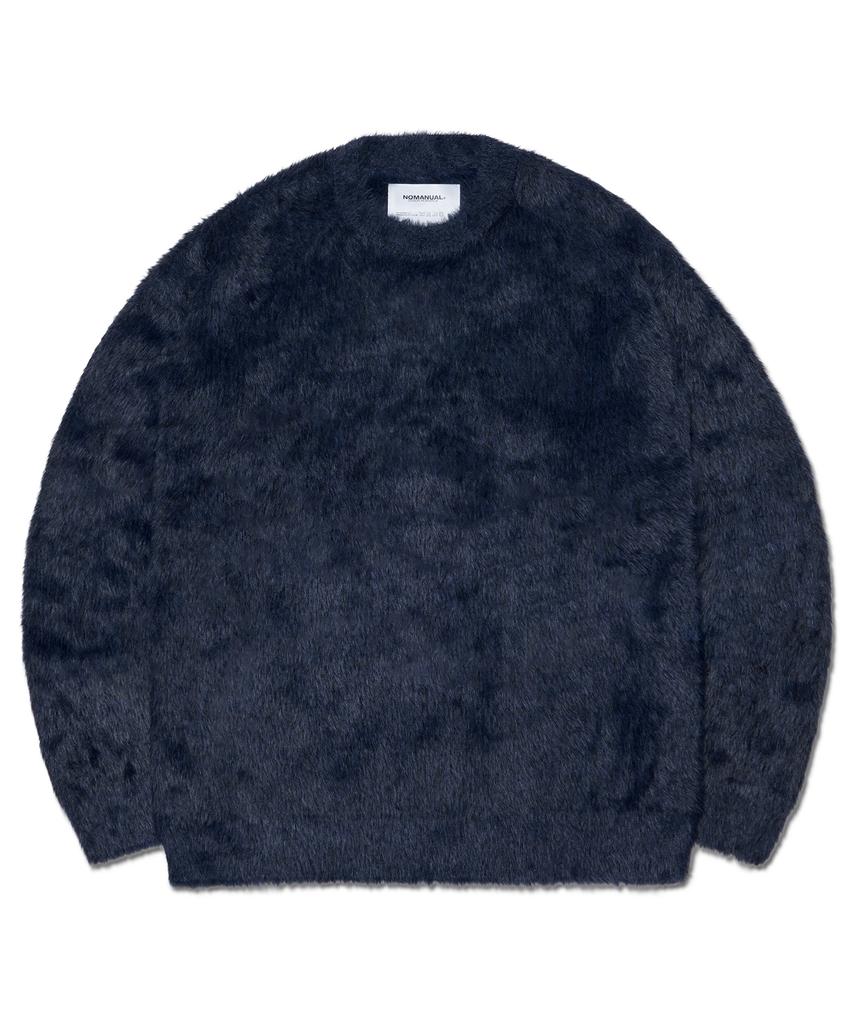 Nomaenyueol Cropped Hairy Knit - Dark Navy